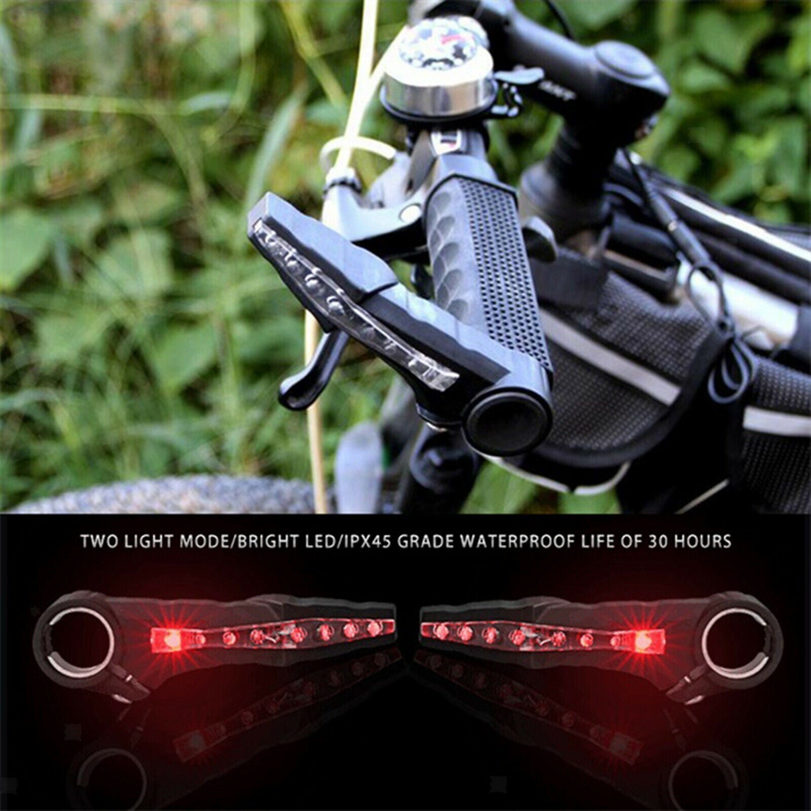 2Pack Bicycle Rest Handlebar Grips Light Bar End Warning Lamp for Road Bikes