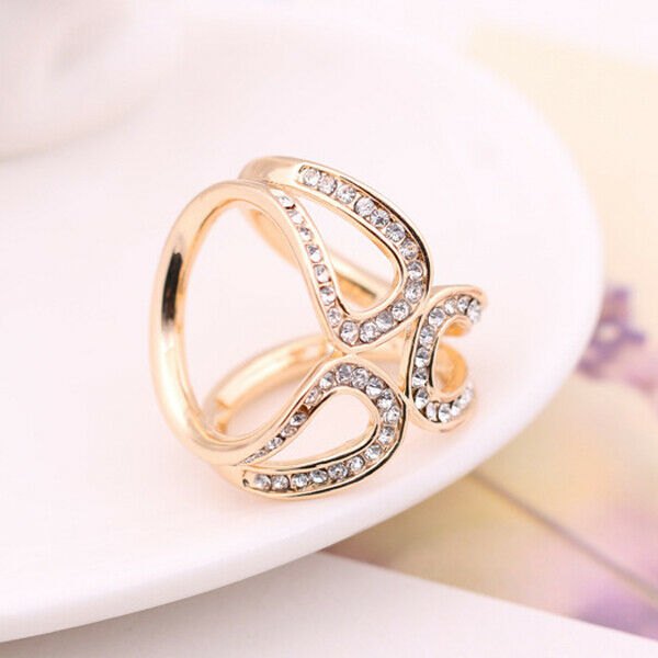 2 Pcs Women's Elegant Hollow Rhinestone 3 Rings Scarf Buckle Scarf Ring Clip
