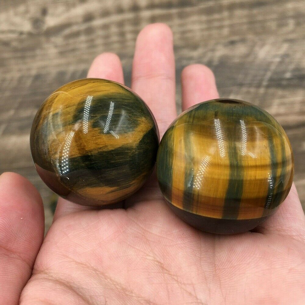 US. 100% Natural blue Tiger's eye jasper quartz Sphere crystal ball rock Healing