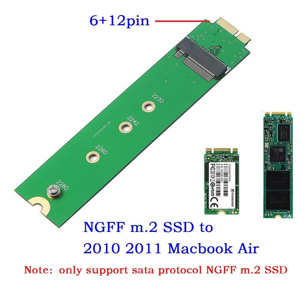 M.2 (NGFF) 128G/256G Adapter SSD Card for 2010-2011 MACBOOK Air A1369 A1370