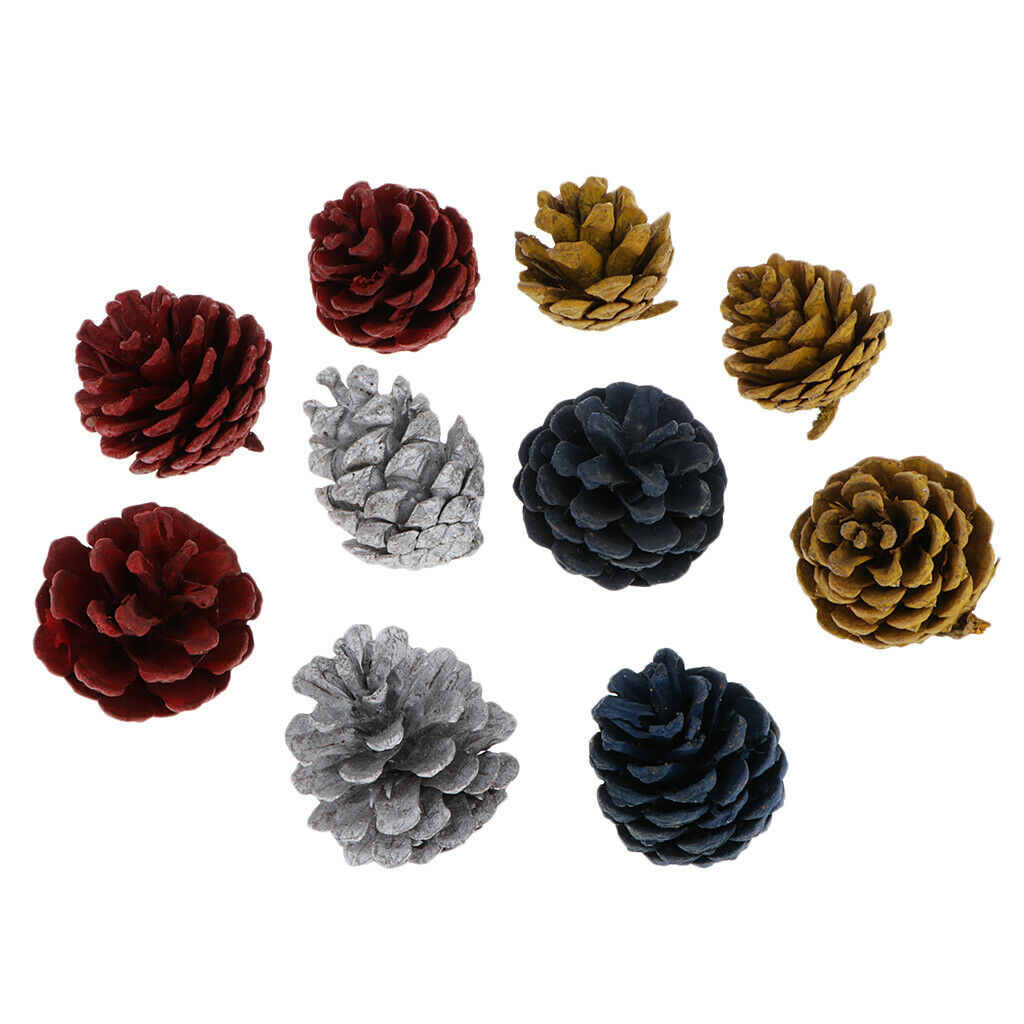 10pcs colorful real pine cone baubles decorations kids DIY festival hanging
