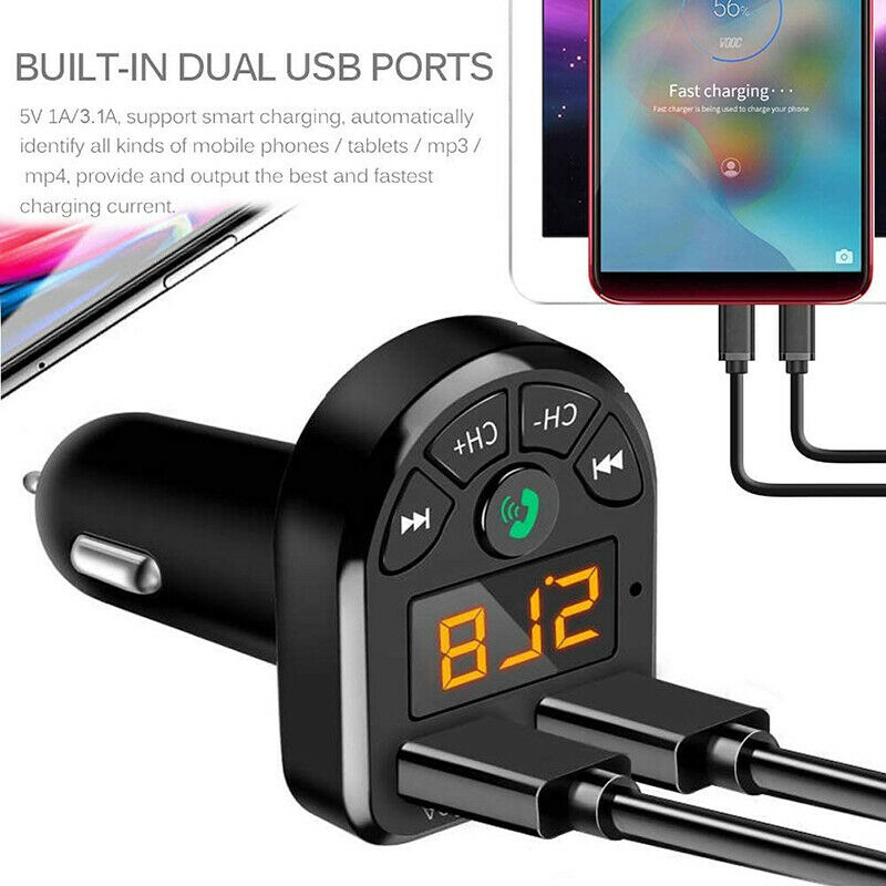 Auto Bluetooth 5.0 FM Transmitter Car Kit MP3 Modulator Wireless Handsfre.l8