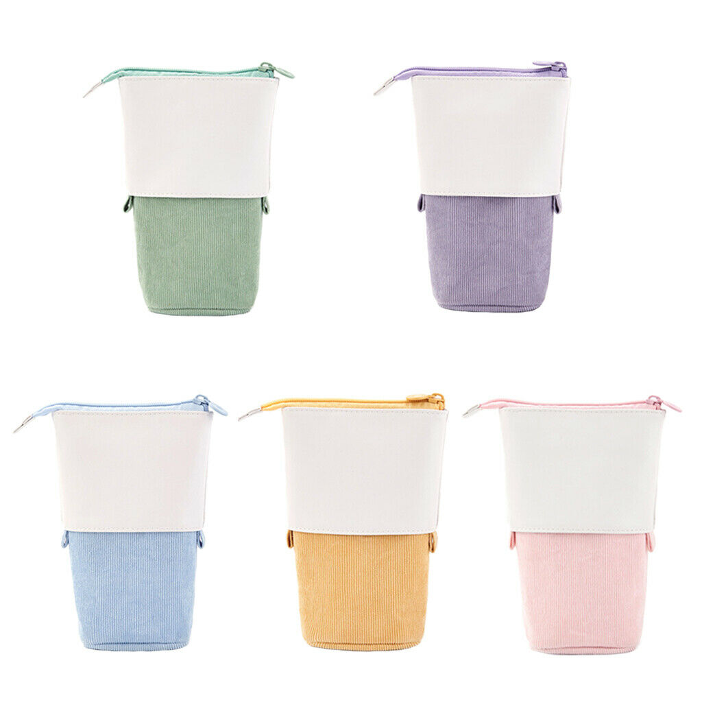 5pcs Stand up Pencil Telescopic Holder Case Stationery Case Makeup Bag