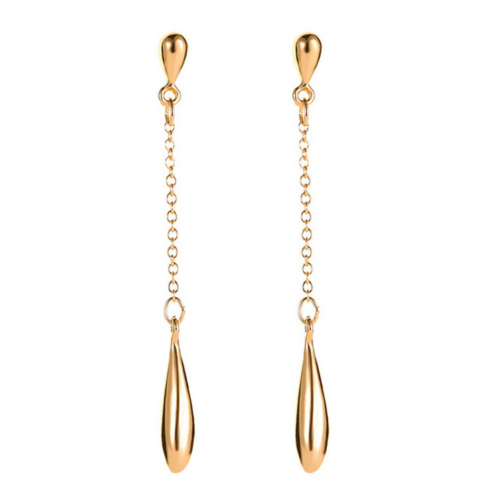 1Pair Long Chain Linear Tassel Drop Earrings Stud Dangle Earrings Golden