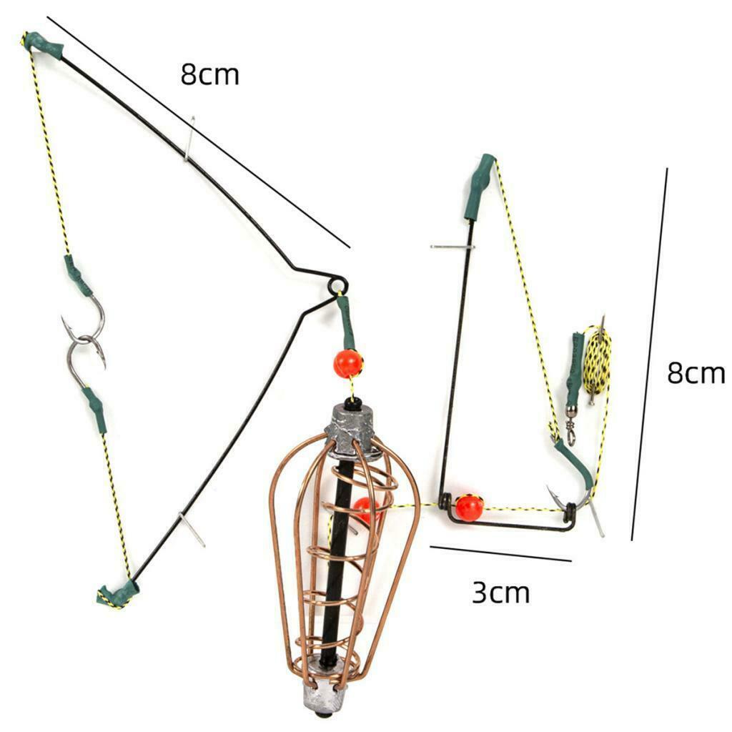 4X Fishing Feeder Basket Holder Fishing Bait Cage with Line Hooks 20g