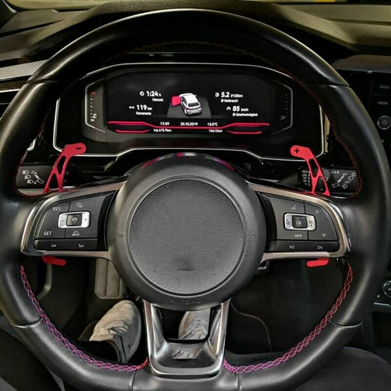 2Pcs Red Stee Wheels Shift Paddle Shifter Extension for GOLF R GTD GTE MK7 7 SN4