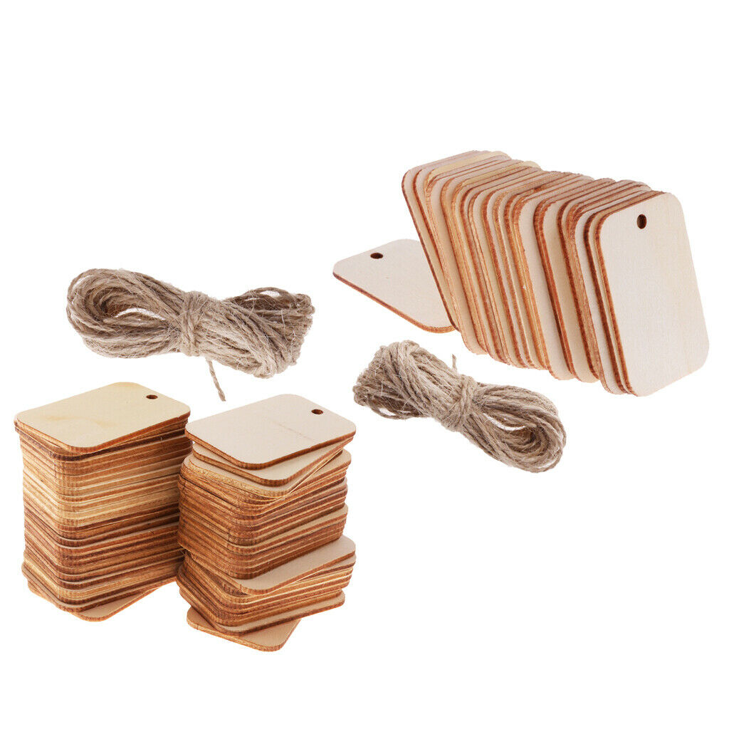 75x Blank Natural Wood Gift Tags Hanging Label Wedding Party Message Board