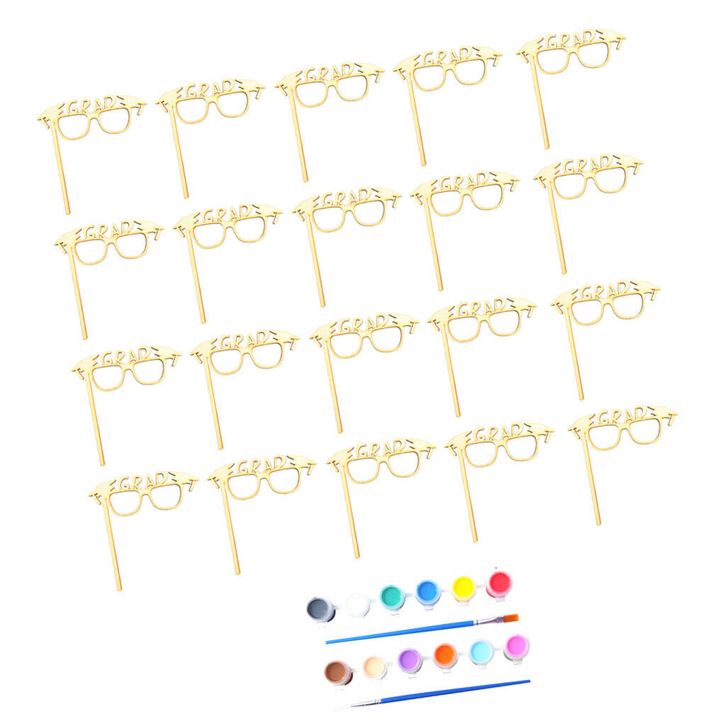 10 Pieces Graduation   GRAD Glasses Party Photo Booth Prop MDF DIY Craft