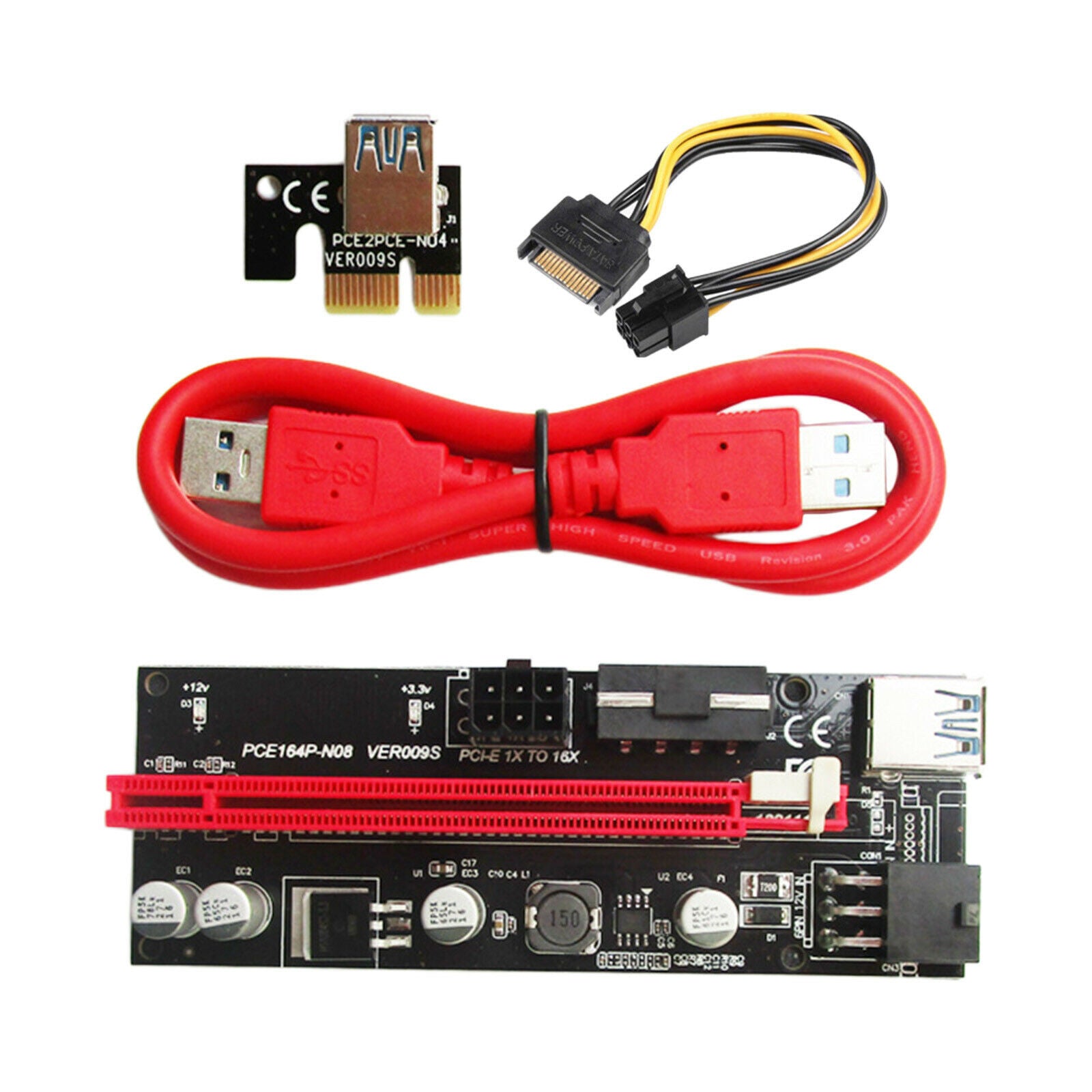 1X to 16X PCIE Riser Board Graphics Extension 60cm USB 3.0 Cable VER 009S