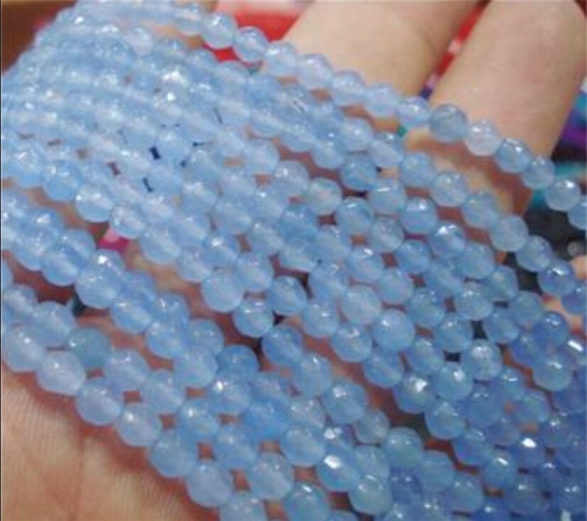 Wholesale 5 Strands 6mm Faceted Brazilian Aquamarine Gem Loose Beads 15"