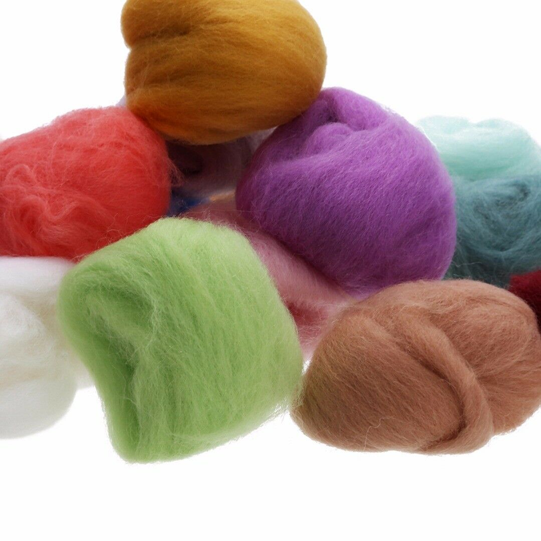 Retro Lot of 17 colors 5g Wool Fibre Roving For Needle Felting Hand Spinning