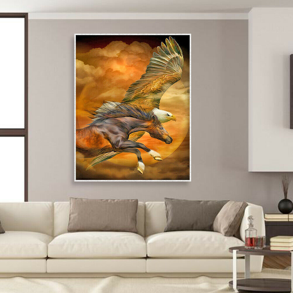 Full Eagle and Horse Picture Diamond Painting Kit Drill DIY 5D Round Craft @