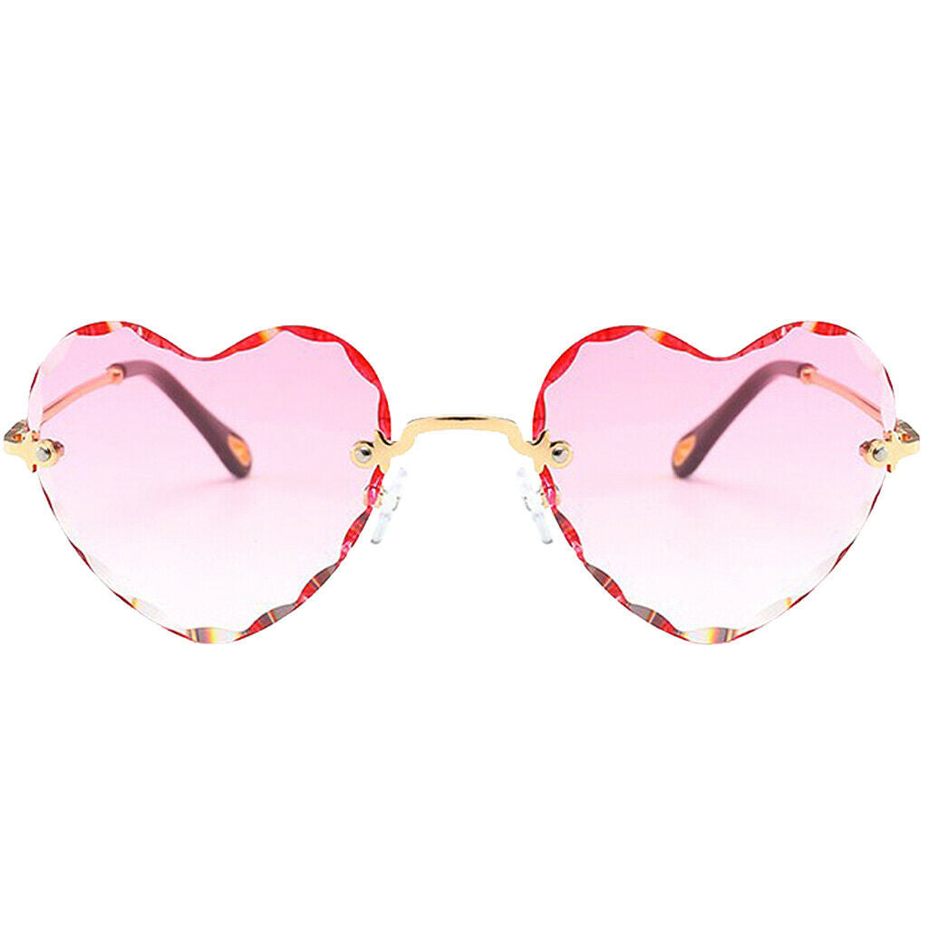 2x Women Gradient Rimless Heart Shape Fashion UV400 Protection Sun Glasses