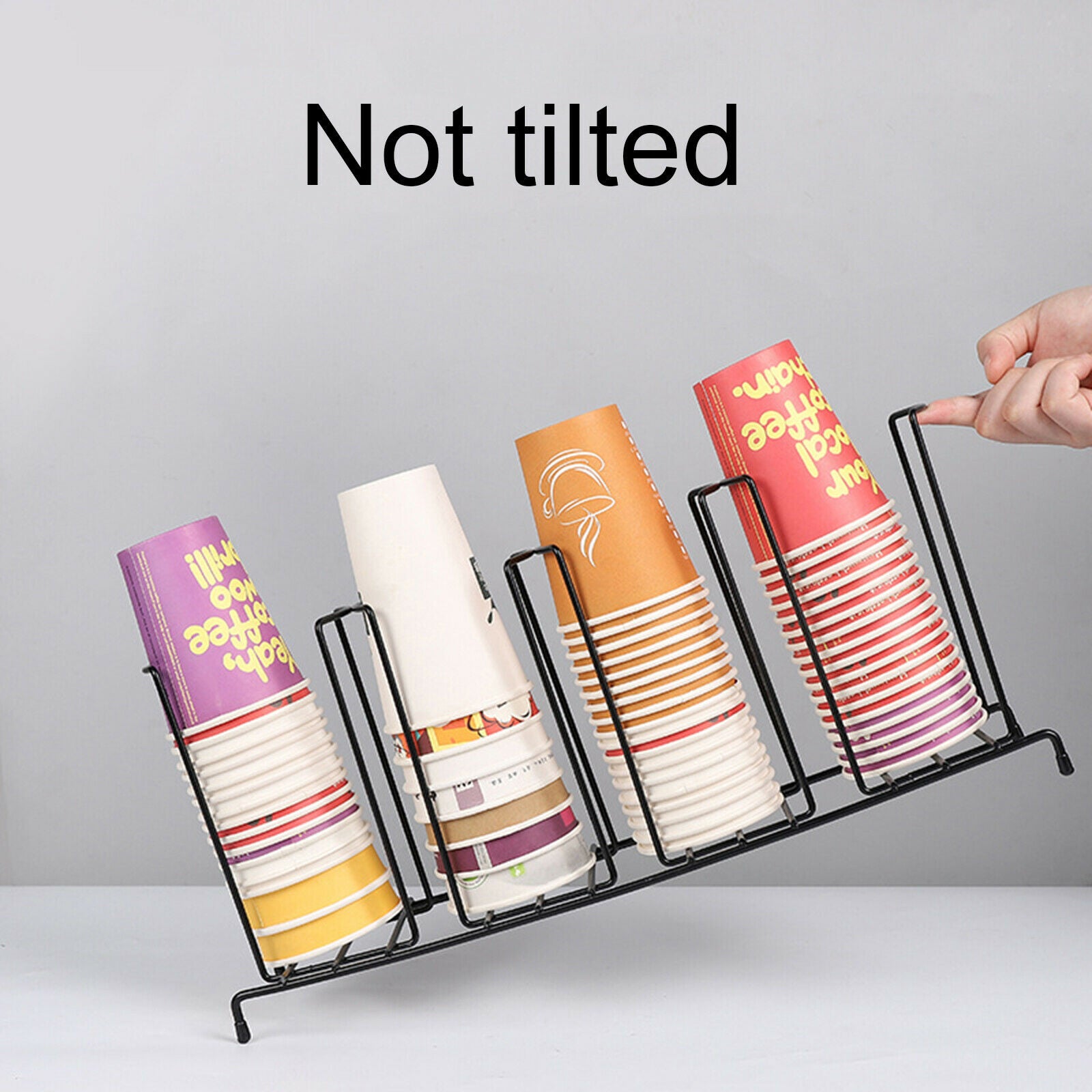 4 Compartments Coffee Cup and Lid Organizer Paper Cup Dispenser Storage Rack