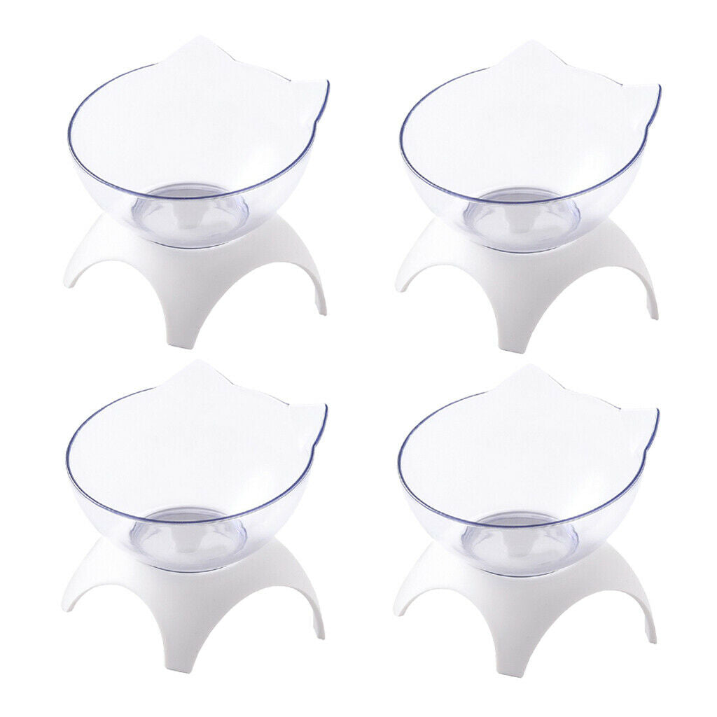 4x Round Cat Dogs Elevated Bowls Raised Feeder For Small Pet Teddy Rabbits