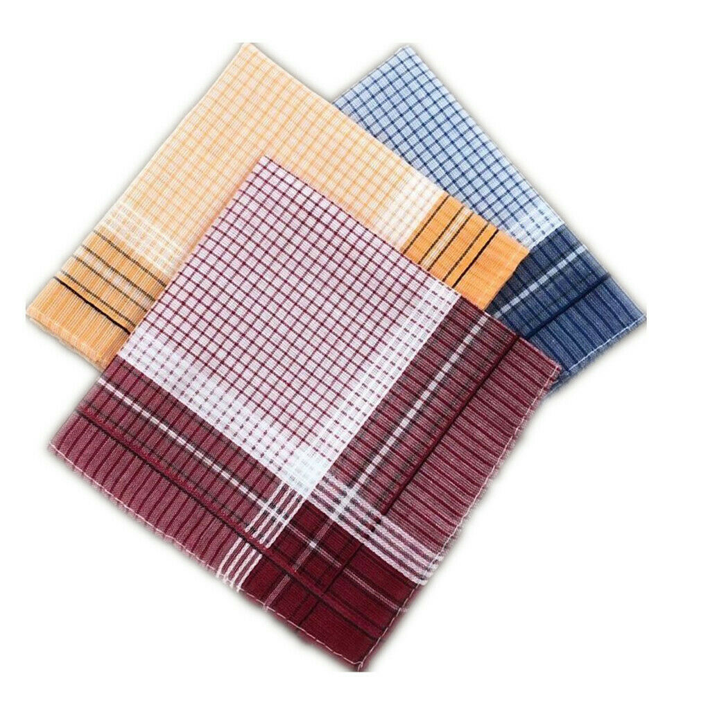 2X 10 Pieces Women's Handkerchiefs Plaid Pocket Square Hankies Kerchief 28x29cm