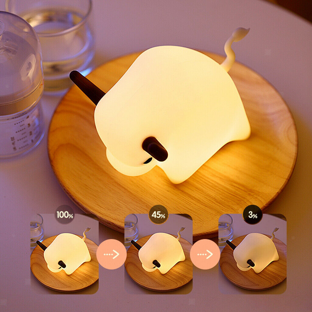 Cow LED Night Light  Dimming Silicone Soft Baby Nursery Bedroom Lamp