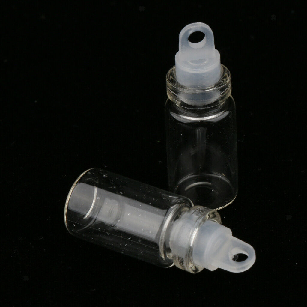 60Pcs 1+2ml Small Glass Bottle with Stopper Tiny Vials Wishing Lucky Jars