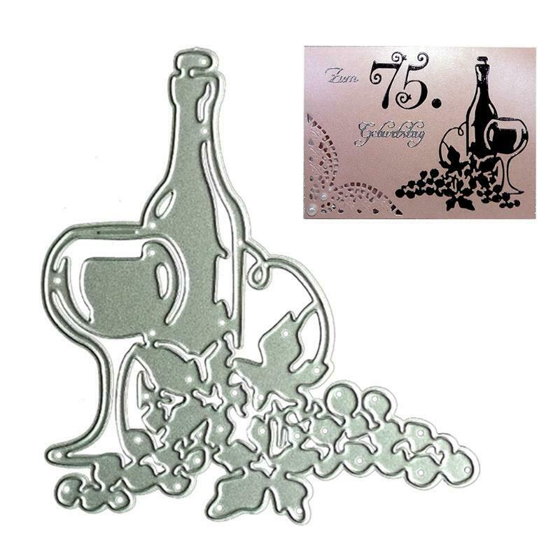 Red Wine Metal Cutting Dies Stencil DIY Scrapbooking Album Paper Card Template