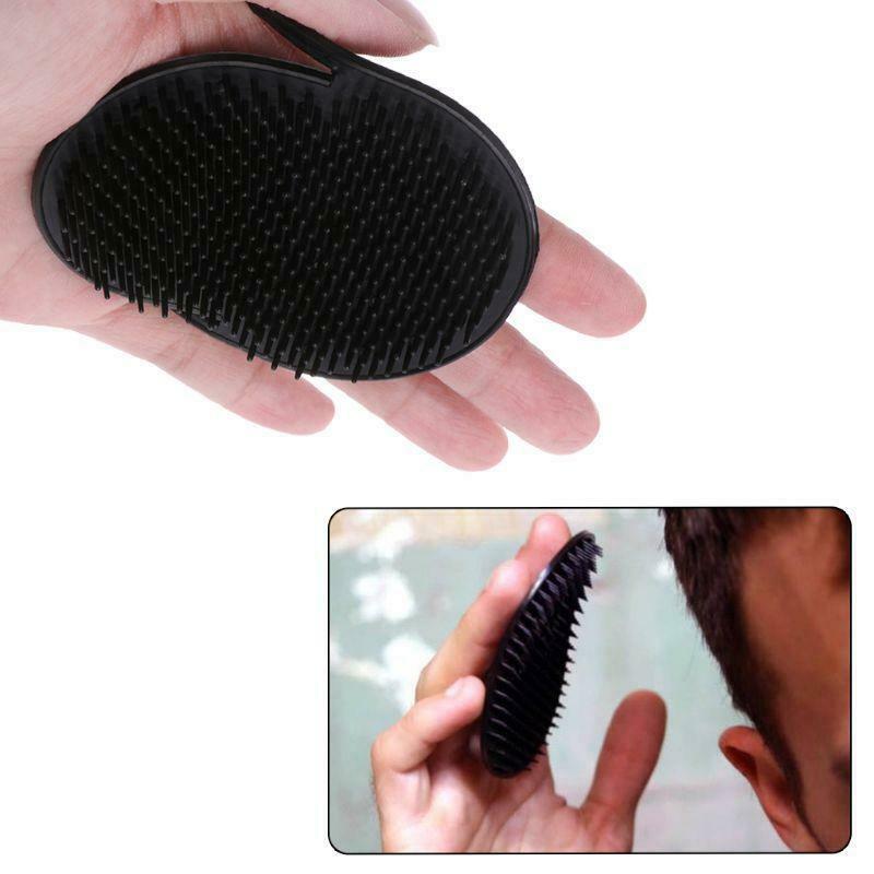 2 Pcs Pocket Travel Hair Comb Brush Men Beard Mustache Palm Scalp Massage Black