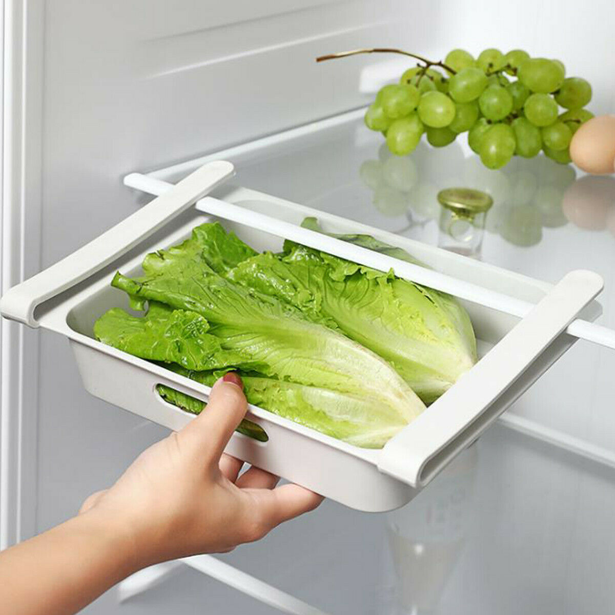 Storage Basket Rack Organizer Space Saver Shelf Fridge Holder Box Can Kitchen