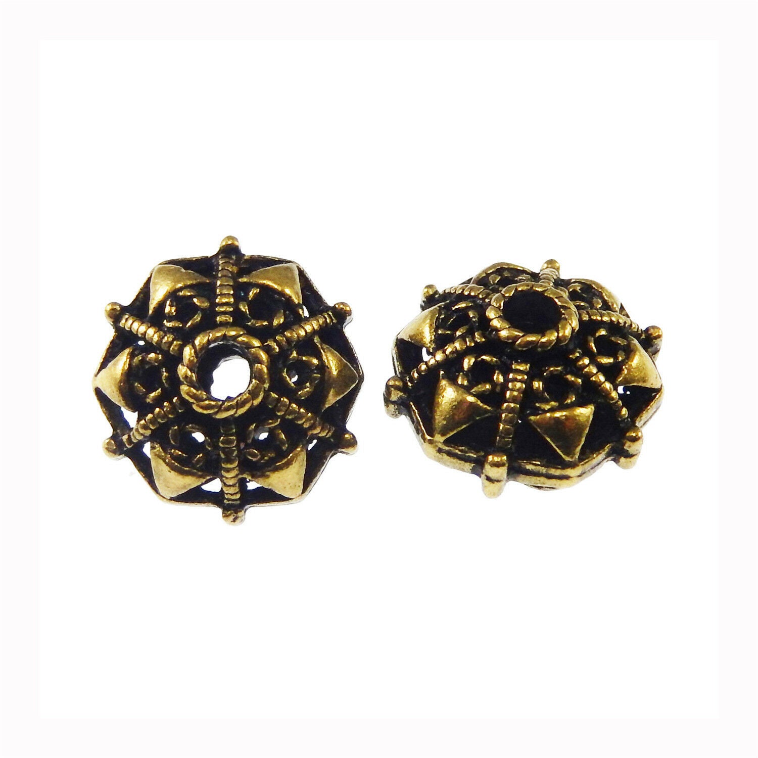 10 pcs Retro Bronze Alloy Hollow Loose Spacer Beads DIY Jewelry Bracelet Charms