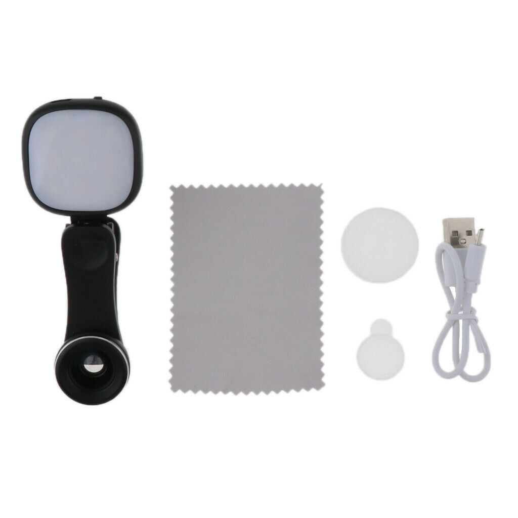 Selfie Ring Light Fill Light with Wide Angle and Macro Lens Kit Black