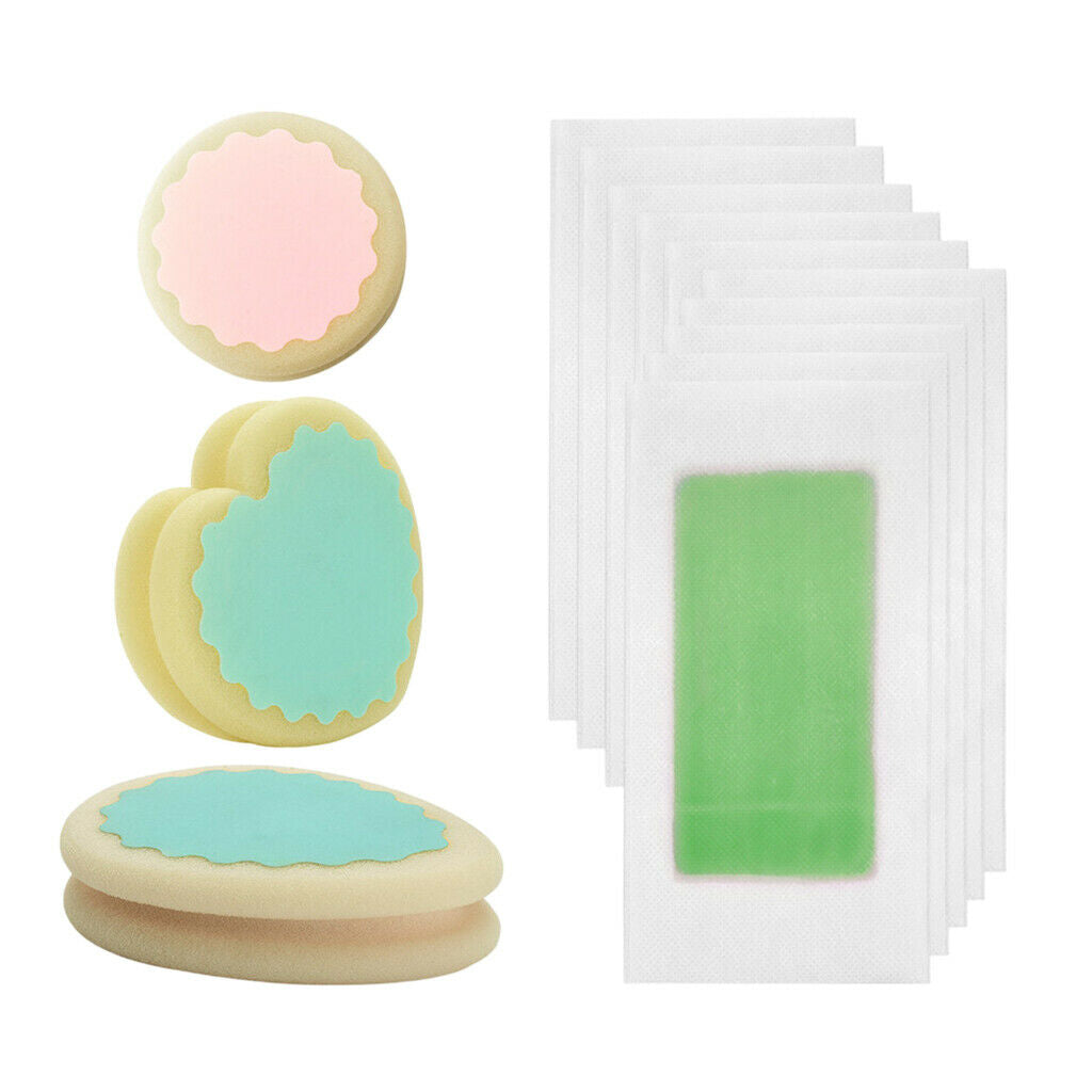 13pcs Depilaton Waxing Strips Arm Legs Bikini Hair Removal Sponge Pad Set Green
