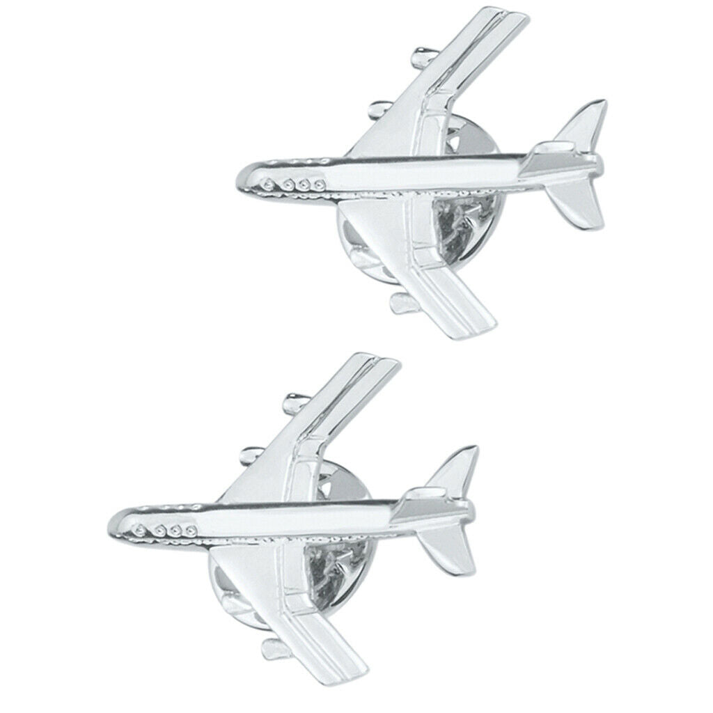 2x Fashion Airplane Button Lapel Collar Clip Brooch Pin Mens Hat Suit Collar Pin