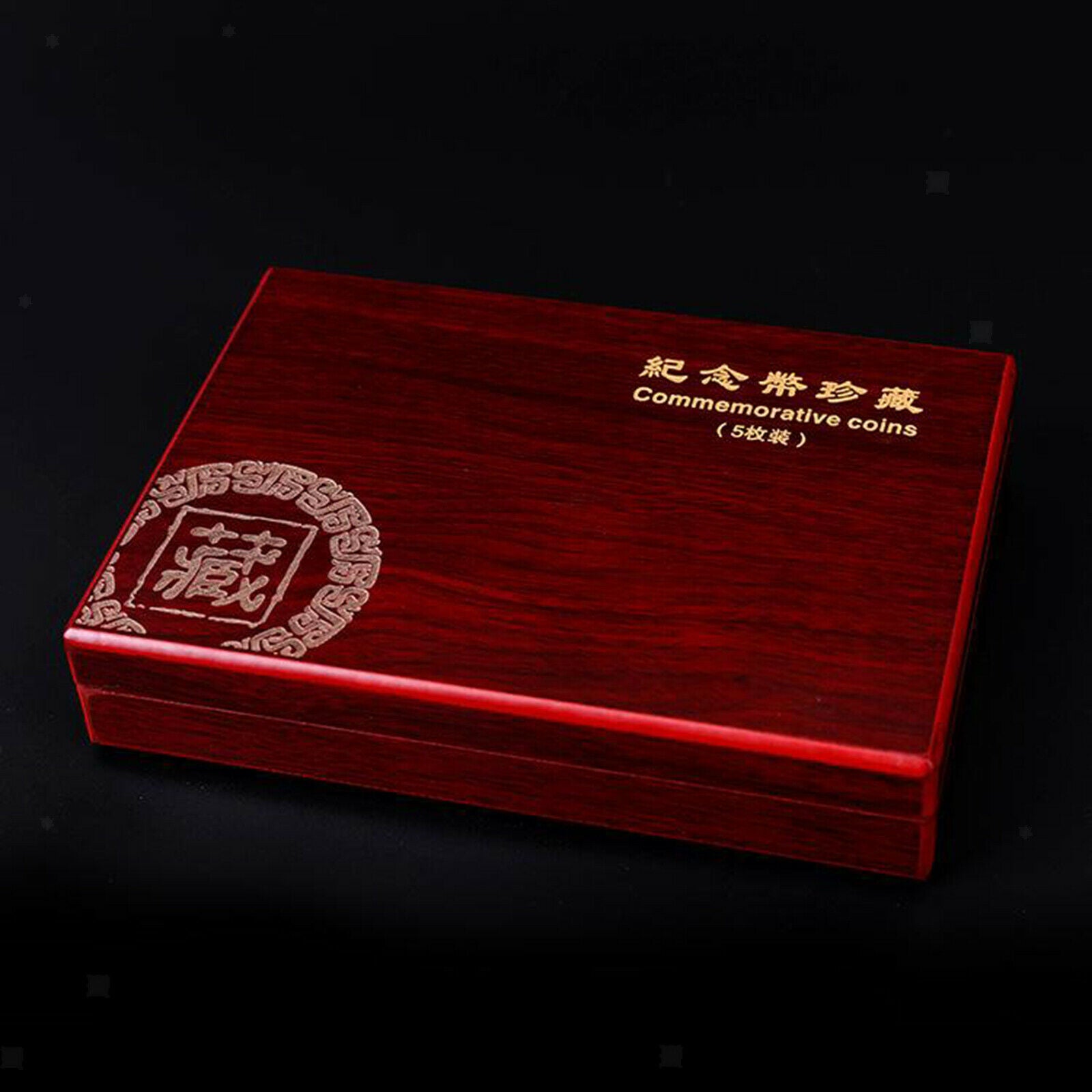 Wooden Coin Storage Box 5 Grids Case with Cushion Pad for Coins Luxury Gifts
