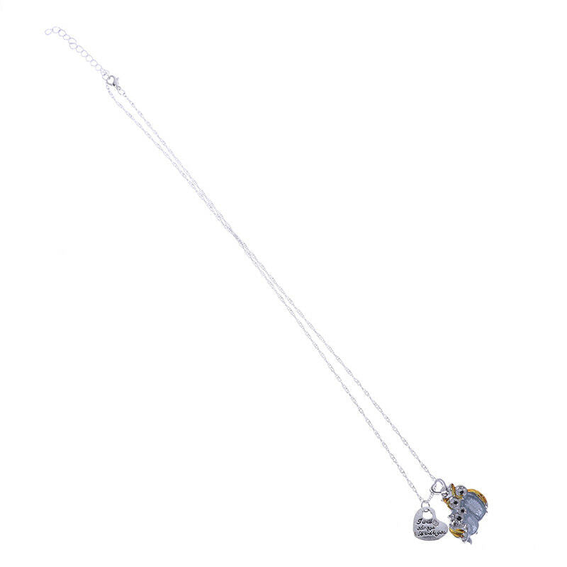 Creativity Lovely Owl Mother and Child Love Diamond Gift Necklace 925 Sil.l8