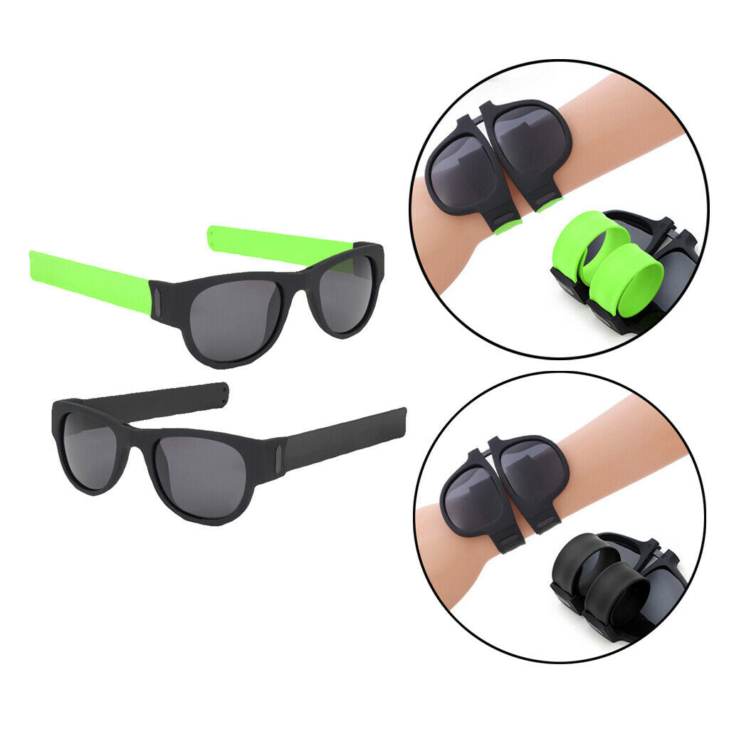2pcs Fashion Folding Sunglasses Outdoor Sun Glasses Slap Traveling Eyewear