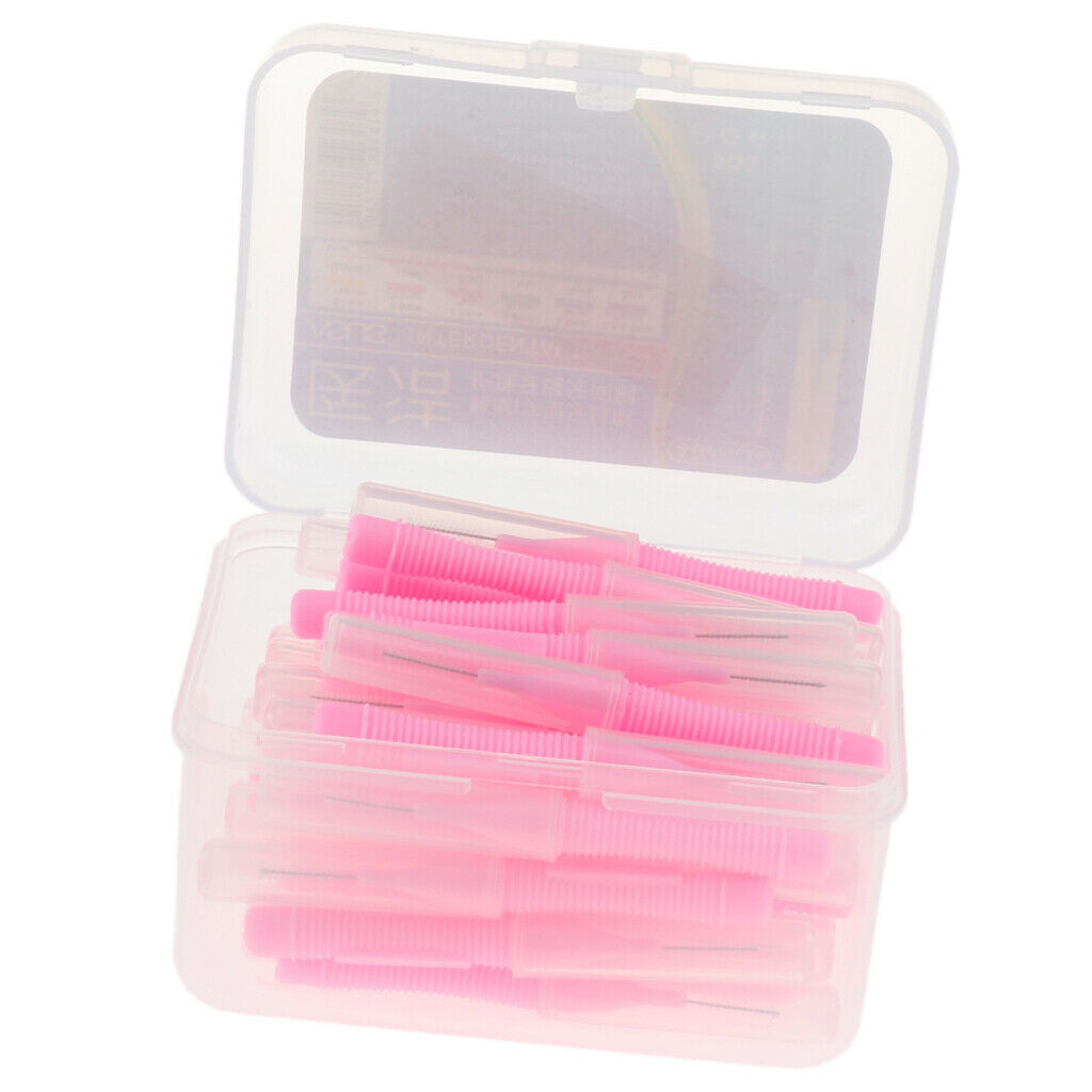 80x Dental Interdental Brush Toothpick Teeth Cleaning Oral Care Purple+Pink