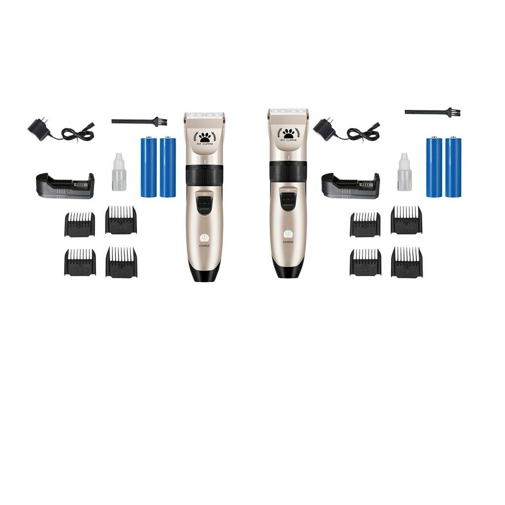 2x Low Noise Dog Shaver Clippers Pet Hair Trimmer Ultra Silent Grooming Kit