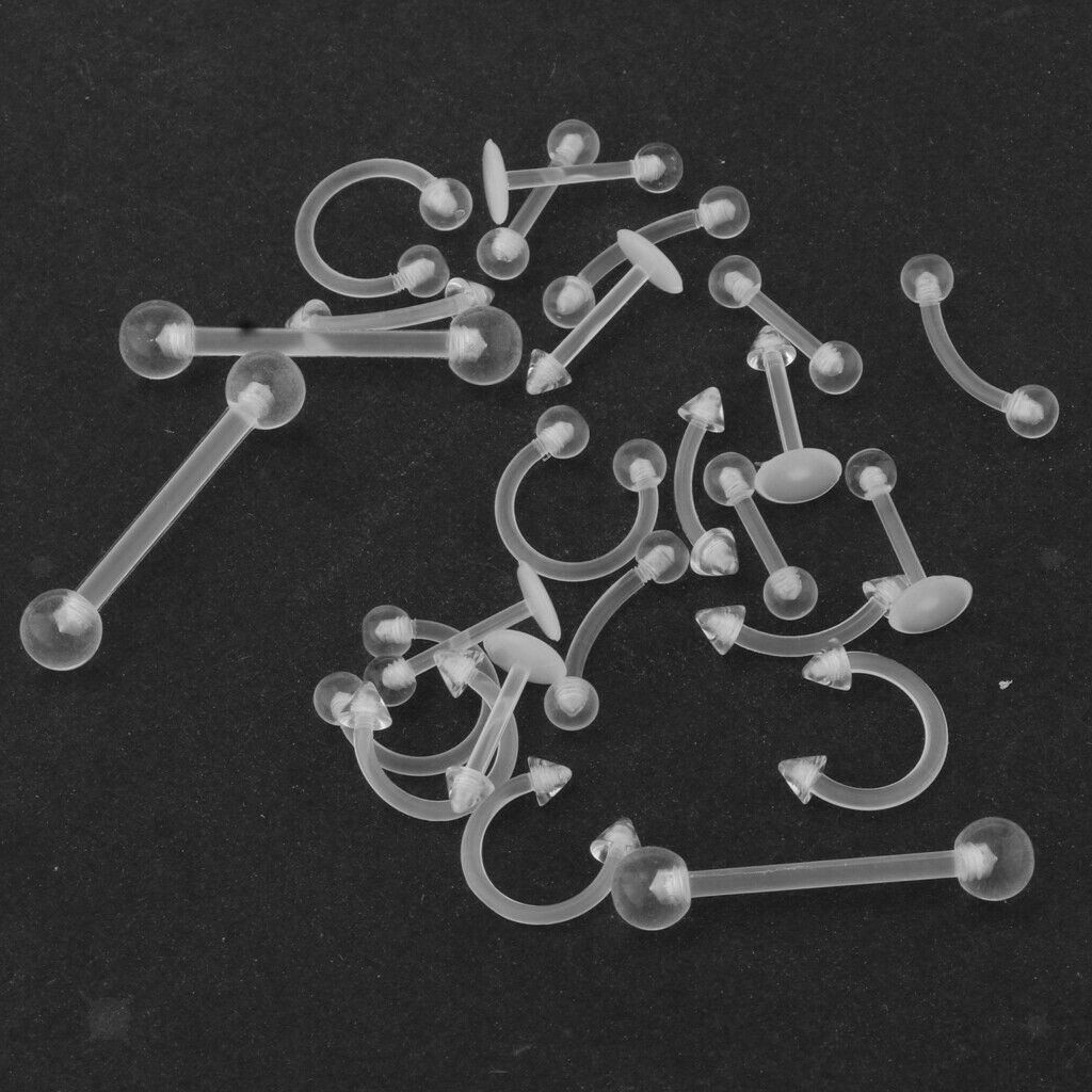 24pcs Eyebrow Navel Belly Lip Tongue Nose Body Piercing Jewelry Bar