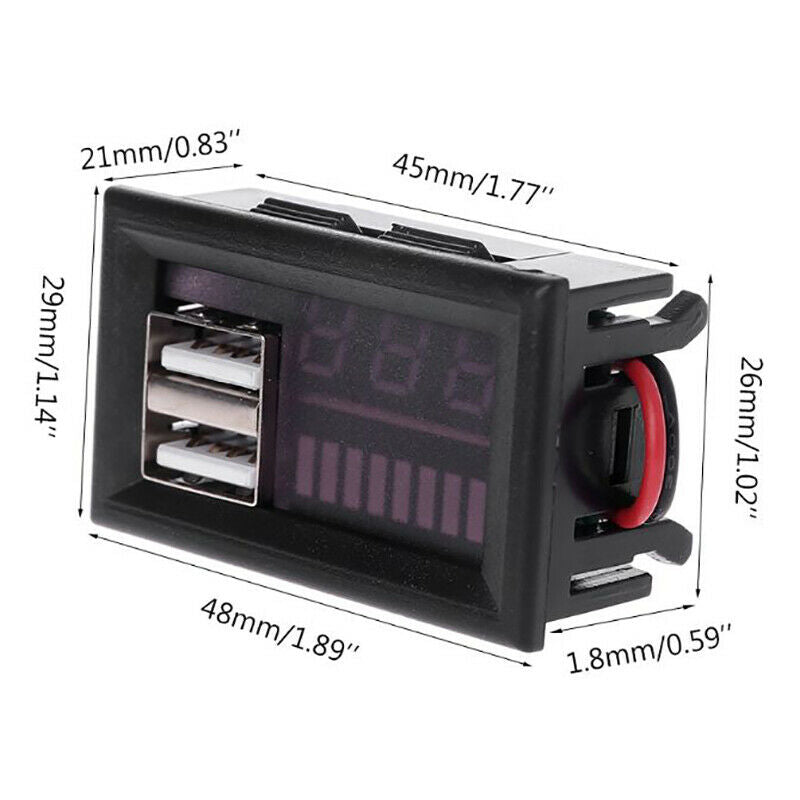 12V Digital Voltmeter Voltage Battery Panel Meter for Car Motorcycle USB 5V 2AO6