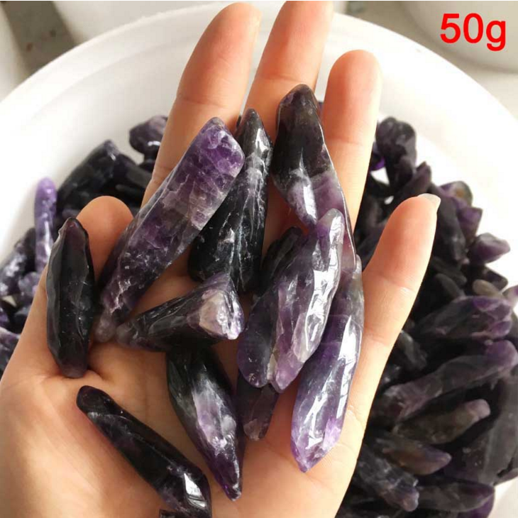 Natural Rough Specimen 50g Purple Amethyst Point Quartz Stone Mineral Gem Decor