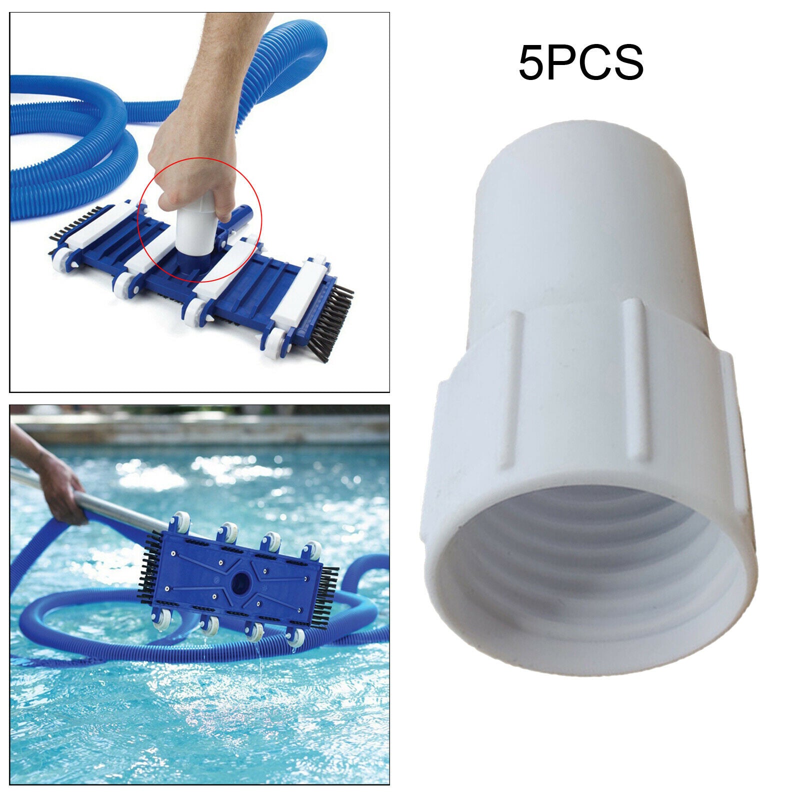 Plastic 5x Pool Hose Cuffs Hose End Connector Cuffs for Pool Cleaning Tool