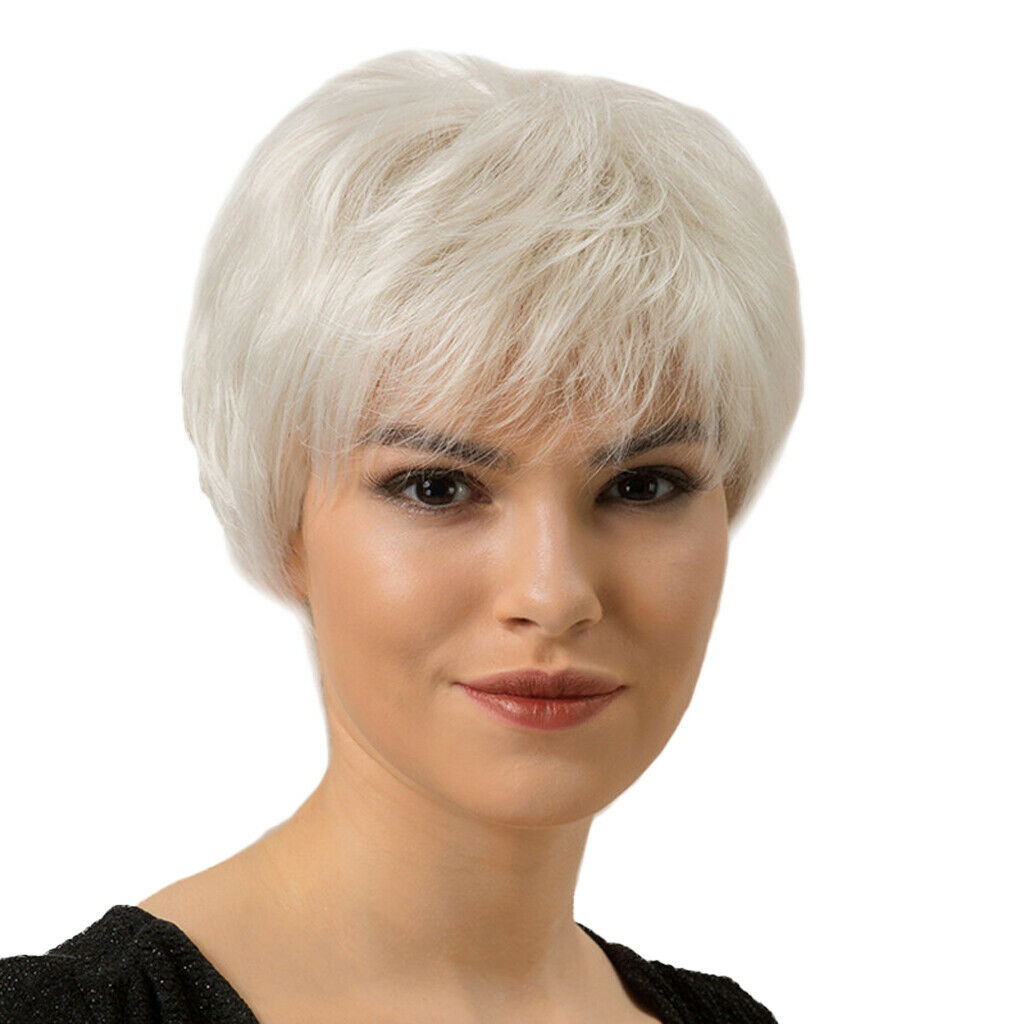 4X 8Inch Women Lasting Human Hair Wig Short Straight Hair Wig  Resistant
