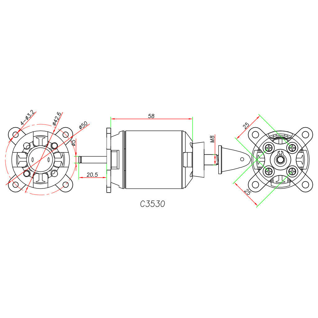 C4260 500KV Brushless Outrunner Motor 42 Ã— 60mm For RC Airplane Accessories