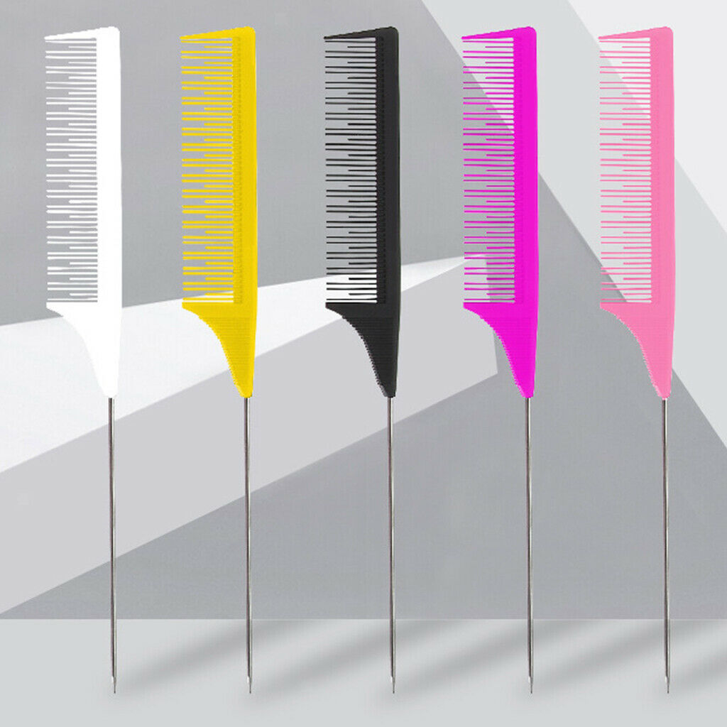 Barber Fine-Tooth Rat Tail Comb for Hair Dyeing Styling Detangling Pink