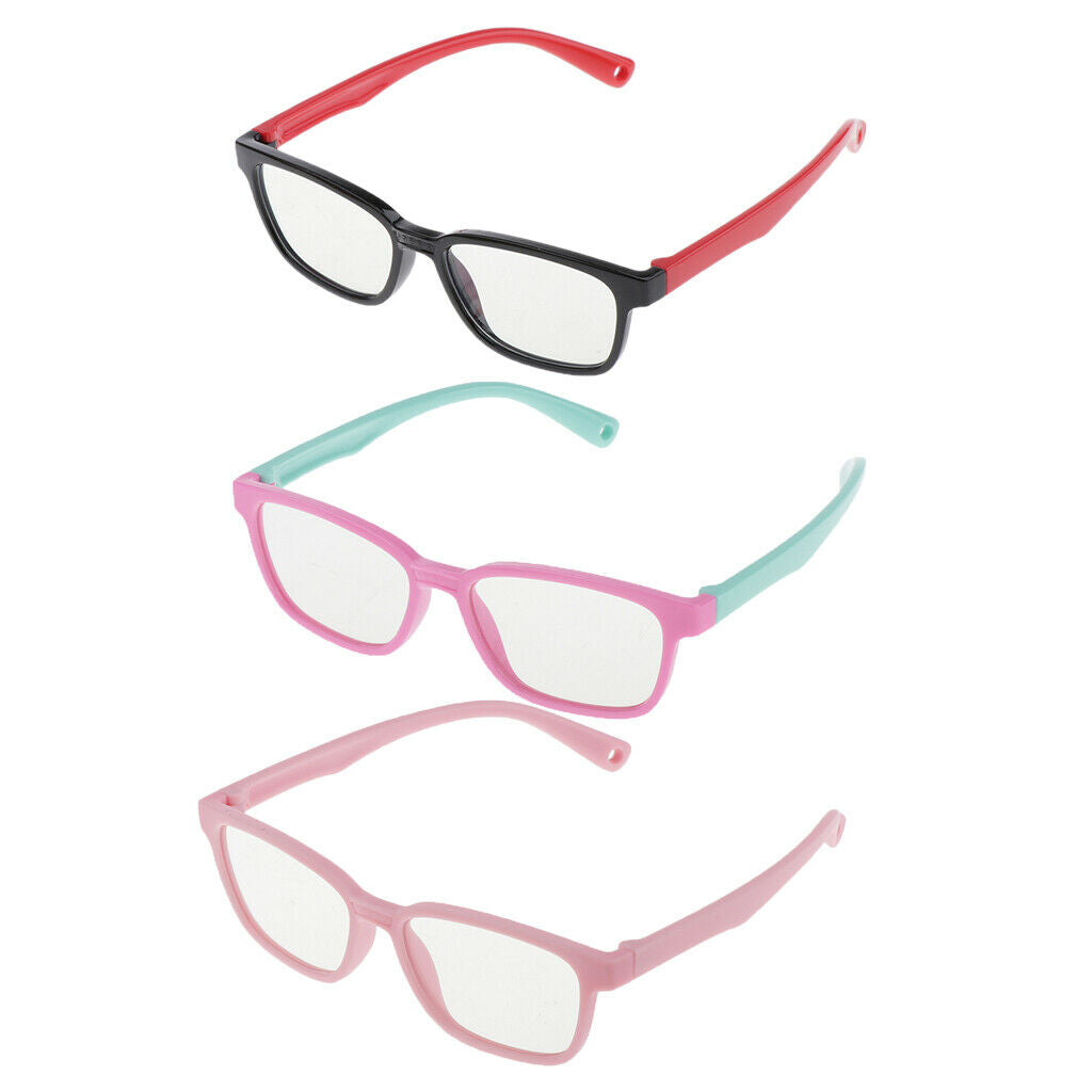 3pcs Kids Stylish Eye Glasses Anti Blue Light Silicone Frame Glasses Goggles