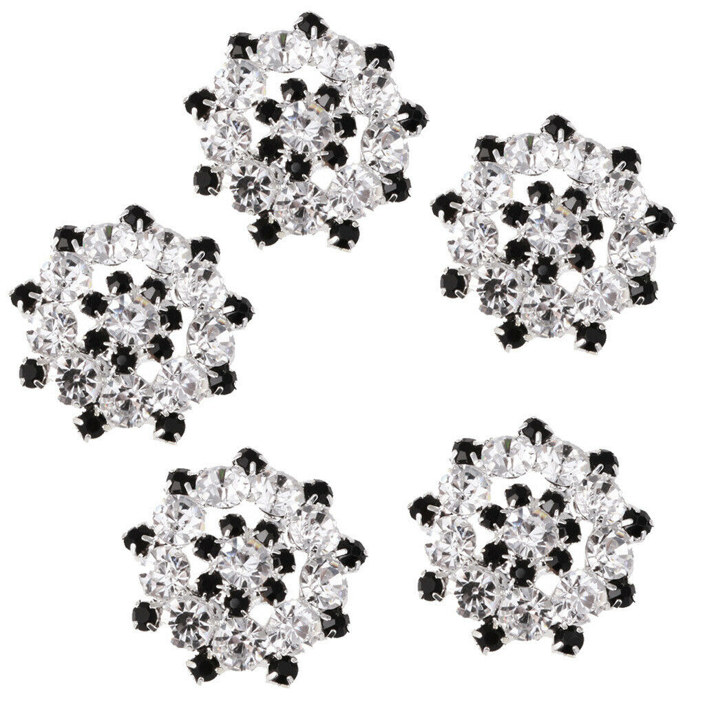 5 Pieces Sparkly Crystal Flower Shape Shank Buttons Sewing on Clothes Dress