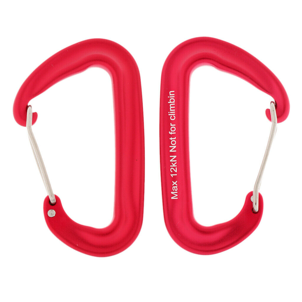 6 Pieces 12KN Aluminum Wire Gate Carabiner for Hammock Camping Hiking Red