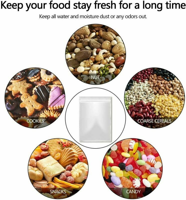 50X Resealable Mylar Bags Food Storage Bags Smell Proof Aluminum Foil Pouch Bags