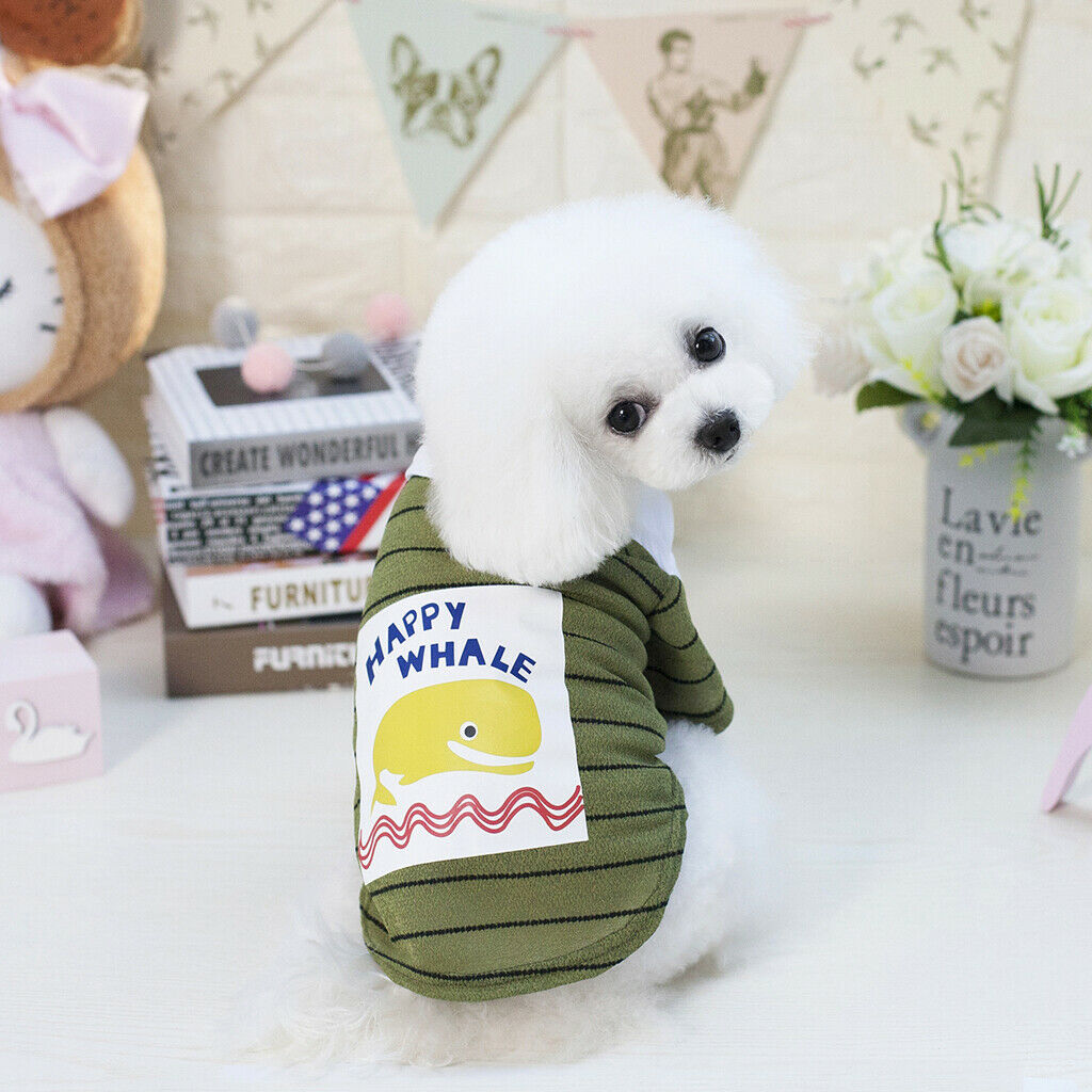Pet Puppy Coat Dog Lovely T-shirt Outwear with printing Whale Green S
