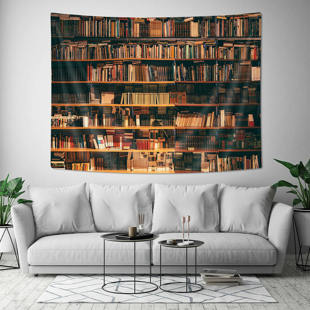 36x24" Bookshelf Full of Books Tapestry Wall Hanging Blanket Wall Art