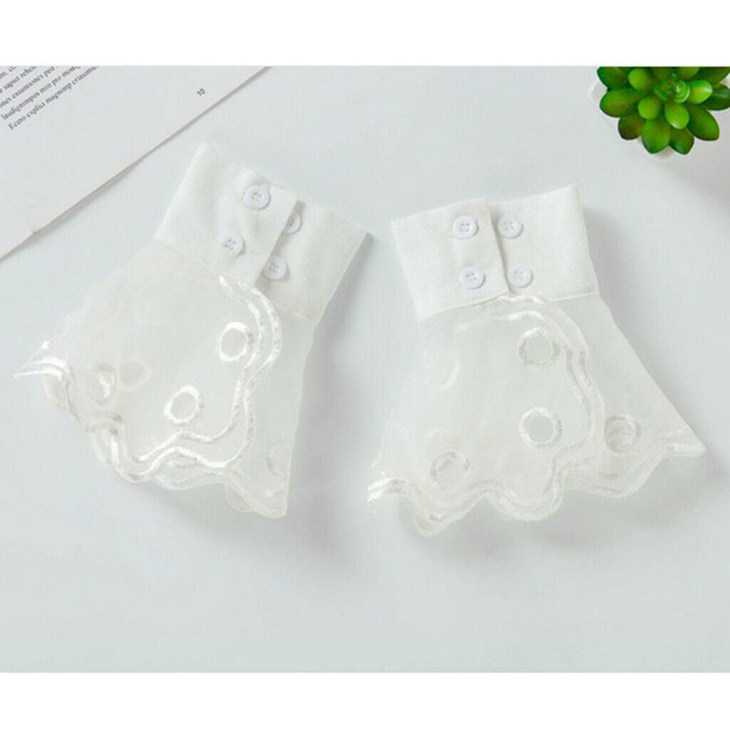 2pcs Womens Chiffon False Sleeves Lace Cuffs Wrist Cuffs Decorative Cuff