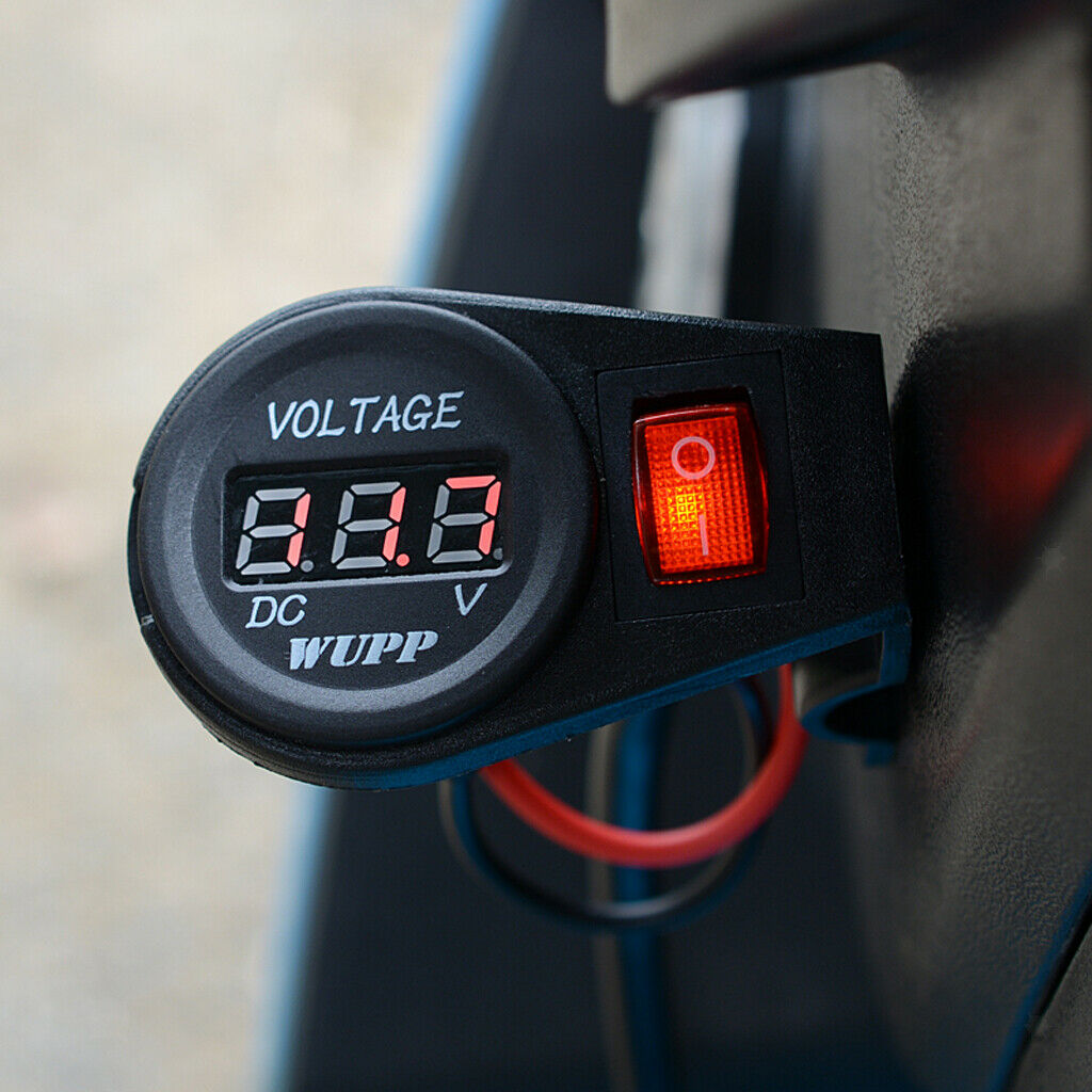 Universal 12V Motorcycle Digital LED Voltmeter Voltage Meter On/Off Switch
