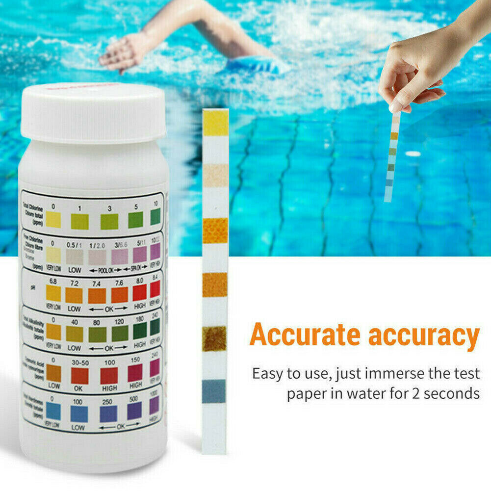 Swimming Pool 6 Way Test Strips SPA Chlorine PH Alkalinity Water Hardness Test